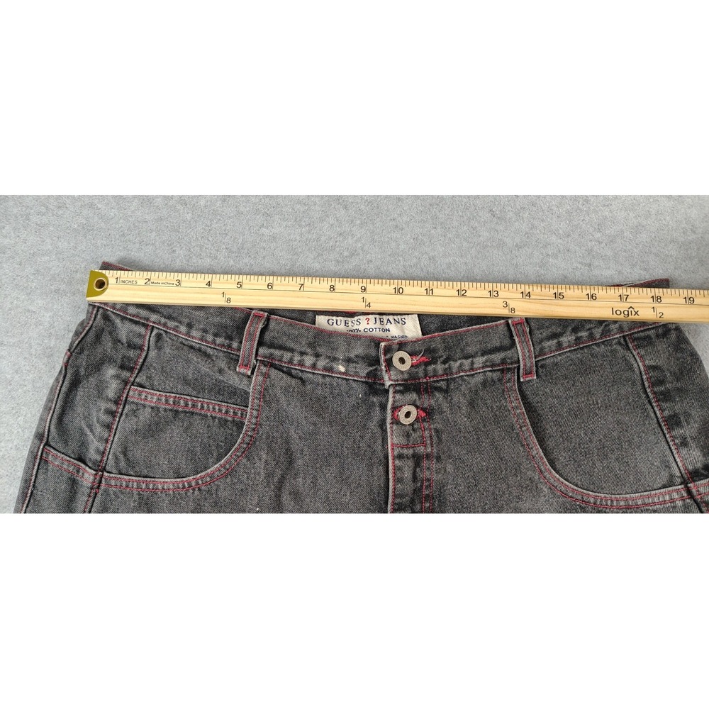 Guess Jeans Style 39075 Made In The USA Triangle Black Wash Red Stitching 38X31 - Picture 8 of 15